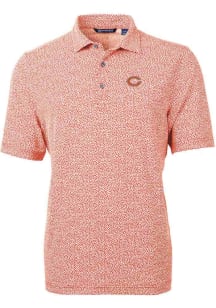 Cutter and Buck Chicago Bears Mens Orange Virtue Eco Pique Botanical Short Sleeve Polo