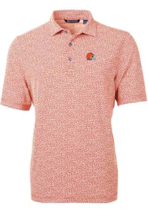 Cutter and Buck Cleveland Browns Mens Orange Virtue Eco Pique Botanical Short Sleeve Polo