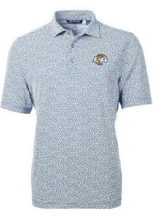 Cutter and Buck Los Angeles Rams Mens Navy Blue Virtue Eco Pique Botanical Short Sleeve Polo