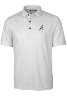 Cutter and Buck Atlanta Braves Mens Charcoal Pike Double Dot Short Sleeve Polo