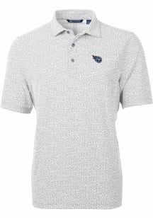Cutter and Buck Tennessee Titans Mens Grey Virtue Eco Pique Botanical Short Sleeve Polo