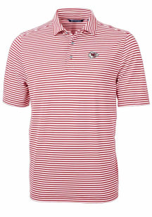 Cutter and Buck Kansas City Chiefs Mens Red Virtue Eco Pique Stripe Short Sleeve Polo