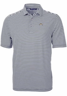 Cutter and Buck Los Angeles Chargers Mens Navy Blue Virtue Eco Pique Stripe Short Sleeve Polo