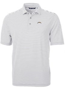 Cutter and Buck Los Angeles Chargers Mens Grey Virtue Eco Pique Stripe Short Sleeve Polo