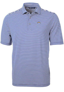 Cutter and Buck Los Angeles Chargers Mens Blue Virtue Eco Pique Stripe Short Sleeve Polo