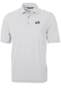 Cutter and Buck Los Angeles Rams Mens Grey Virtue Eco Pique Stripe Short Sleeve Polo