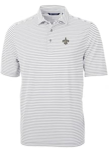 Cutter and Buck New Orleans Saints Mens Grey Virtue Eco Pique Short Sleeve Polo