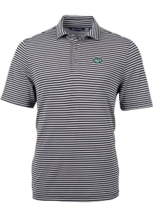 Cutter and Buck New York Jets Mens Black Virtue Eco Pique Stripe Short Sleeve Polo