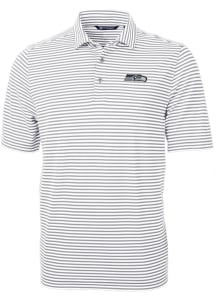 Cutter and Buck Seattle Seahawks Mens Grey Virtue Eco Pique Stripe Short Sleeve Polo