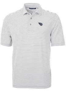 Cutter and Buck Tennessee Titans Mens Grey Virtue Eco Pique Stripe Short Sleeve Polo