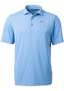 Cutter and Buck Los Angeles Chargers Mens Light Blue Virtue Eco Pique Tle Short Sleeve Polo