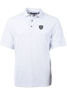 Cutter and Buck Las Vegas Raiders Mens White Virtue Eco Pique Tle Short Sleeve Polo