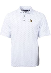 Cutter and Buck Minnesota Vikings Mens White Virtue Eco Pique Tle Short Sleeve Polo