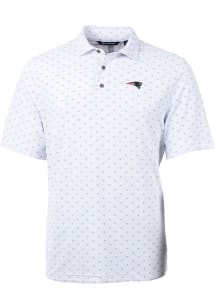 Cutter and Buck New England Patriots Mens White Virtue Eco Pique Tle Short Sleeve Polo