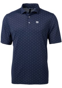 Cutter and Buck New York Giants Mens Navy Blue Virtue Eco Pique Tle Short Sleeve Polo