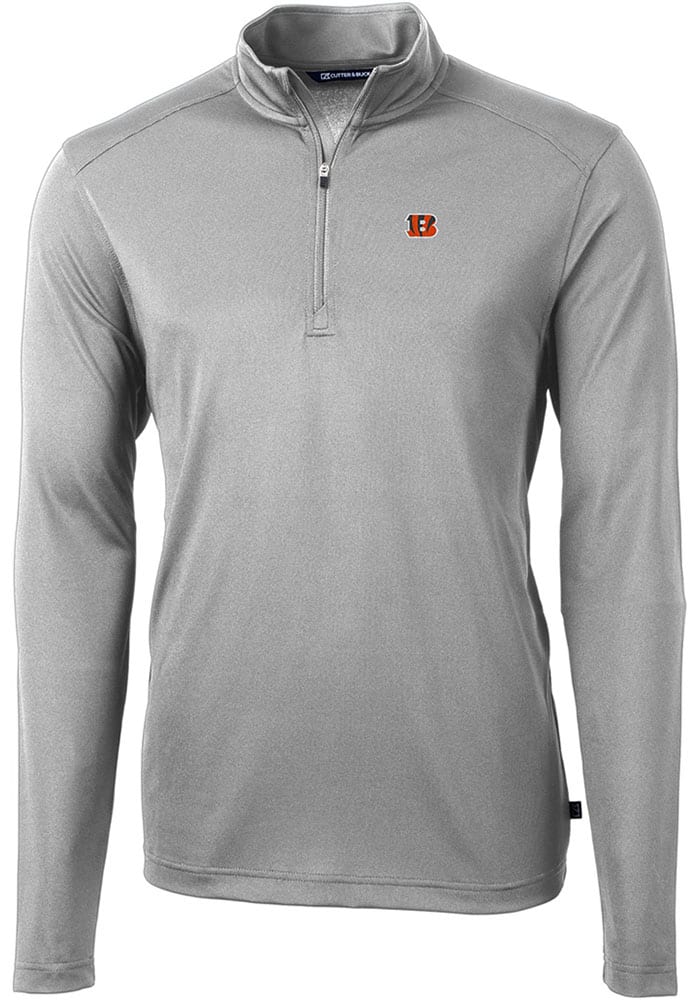 Cutter and Buck Cincinnati Bengals Mens Virtue Eco Pique Long Sleeve 1/4 Zip Pullover