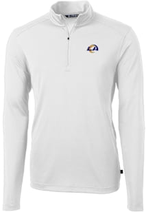 Cutter and Buck Los Angeles Rams Mens White Virtue Eco Pique Long Sleeve Qtr Zip Pullover