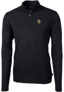 Cutter and Buck Minnesota Vikings Mens Black Virtue Eco Pique Long Sleeve Qtr Zip Pullover