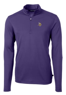 Cutter and Buck Minnesota Vikings Mens Purple Virtue Eco Pique Long Sleeve 1/4 Zip Pullover