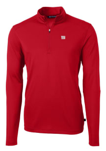 Cutter and Buck New York Giants Mens Red Virtue Eco Pique Long Sleeve 1/4 Zip Pullover