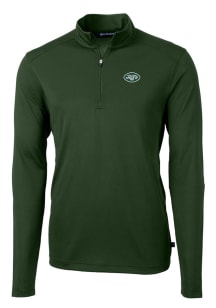 Cutter and Buck New York Jets Mens Green Virtue Eco Pique Long Sleeve 1/4 Zip Pullover
