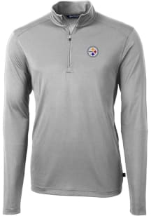 Cutter and Buck Pittsburgh Steelers Mens Grey Virtue Eco Pique Long Sleeve 1/4 Zip Pullover