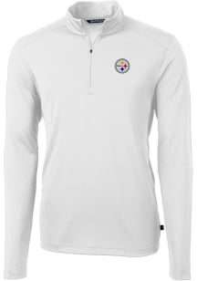 Cutter and Buck Pittsburgh Steelers Mens White Virtue Eco Pique Long Sleeve 1/4 Zip Pullover
