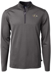 Cutter and Buck Baltimore Ravens Mens Black Virtue Eco Pique Long Sleeve 1/4 Zip Pullover