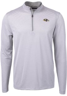 Cutter and Buck Baltimore Ravens Mens Grey Virtue Eco Pique Long Sleeve 1/4 Zip Pullover