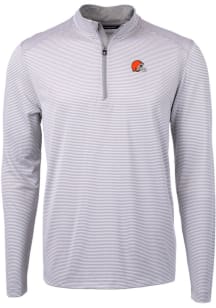 Cutter and Buck Cleveland Browns Mens Grey Virtue Eco Pique Long Sleeve 1/4 Zip Pullover