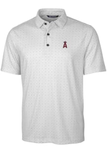 Cutter and Buck Los Angeles Angels Mens Charcoal Pike Double Dot Short Sleeve Polo