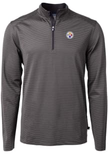 Cutter and Buck Pittsburgh Steelers Mens Black Virtue Eco Pique Long Sleeve 1/4 Zip Pullover