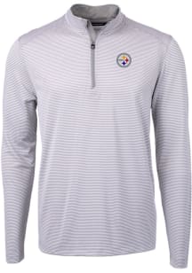 Cutter and Buck Pittsburgh Steelers Mens Grey Virtue Eco Pique Long Sleeve 1/4 Zip Pullover