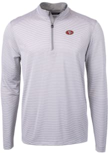 Cutter and Buck San Francisco 49ers Mens Grey Virtue Eco Pique Long Sleeve 1/4 Zip Pullover