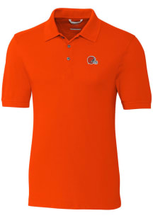 Cutter and Buck Cleveland Browns Mens Orange Advantage Short Sleeve Polo