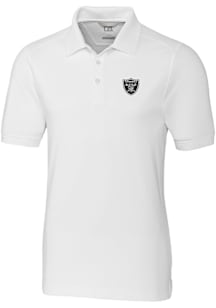 Cutter and Buck Las Vegas Raiders Mens White Advantage Short Sleeve Polo