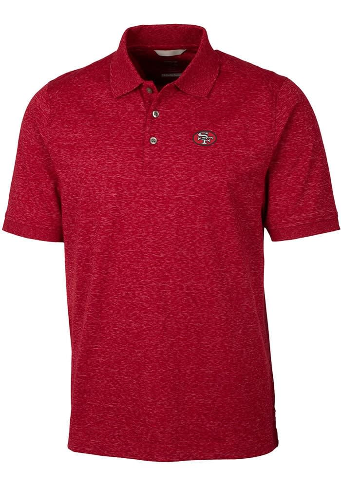 Men's Cutter & Buck Scarlet San Francisco 49ers Advantage Tri-Blend Space Dye Big Tall Throwback Polo