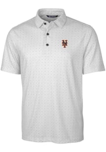 Cutter and Buck New York Mets Mens Charcoal Pike Double Dot Short Sleeve Polo
