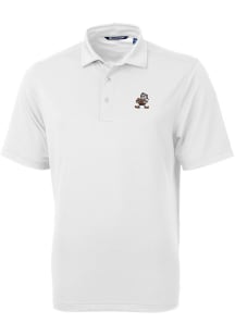 Cutter and Buck Cleveland Browns Mens White Virtue Eco Pique Big and Tall Polos Shirt