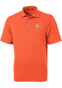 Cutter and Buck Miami Dolphins Orange Historic Virtue Eco Pique Big and Tall Polo