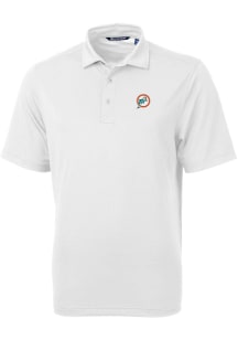 Cutter and Buck Miami Dolphins White Historic Virtue Eco Pique Big and Tall Polo