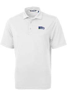 Cutter and Buck Seattle Seahawks White Historic Virtue Eco Pique Big and Tall Polo