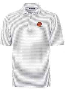 Cutter and Buck Cincinnati Bengals Grey Historic Virtue Eco Pique Stripe Big and Tall Polo