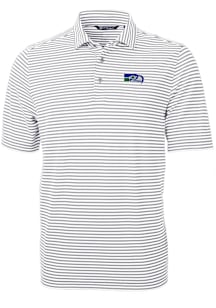 Cutter and Buck Seattle Seahawks Grey Historic Virtue Eco Pique Stripe Big and Tall Polo