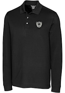 Cutter and Buck Las Vegas Raiders Black Historic Advantage Pique Long Sleeve Big and Tall Polo
