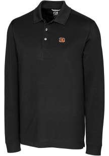 Cutter and Buck Cincinnati Bengals Mens Black Advantage Long Sleeve Polo Shirt