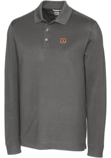 Cutter and Buck Cincinnati Bengals Mens Grey Advantage Long Sleeve Polo Shirt