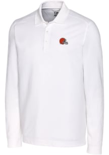 Cutter and Buck Cleveland Browns Mens White Advantage Long Sleeve Polo Shirt