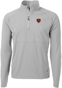 Cutter and Buck Chicago Bears Mens Grey Historic Adapt Eco Hybrid Long Sleeve Qtr Zip Pullover