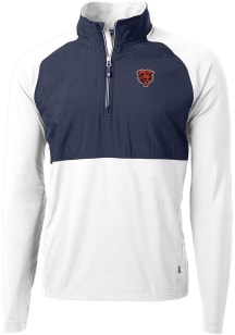Cutter and Buck Chicago Bears Mens White Historic Adapt Eco Hybrid Long Sleeve 1/4 Zip Pullover